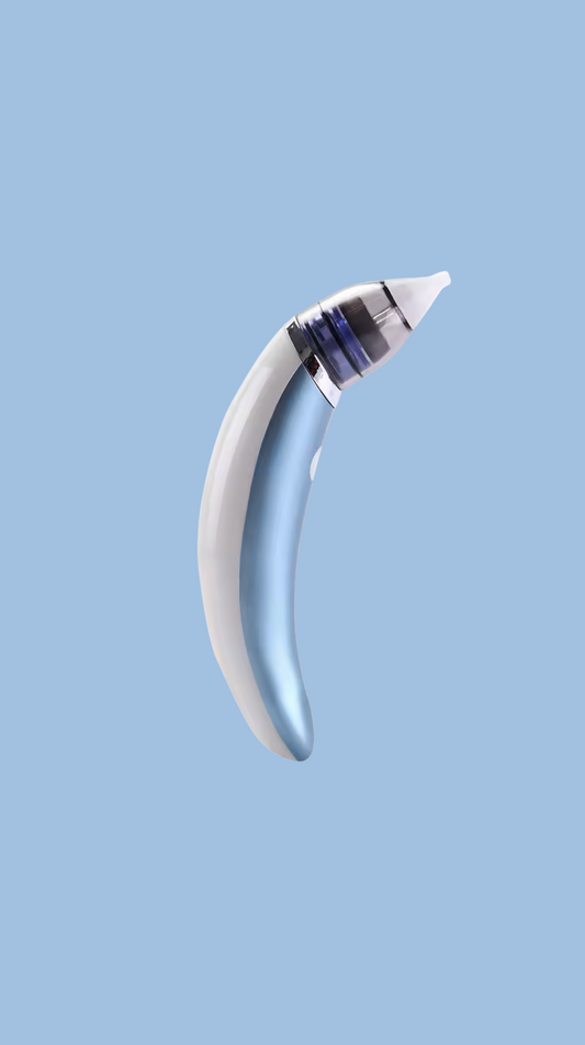 Baby Nasal aspirator on a light blue background