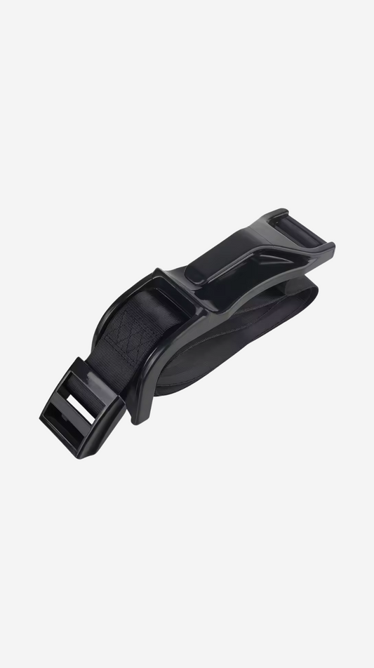 Black plastic buckle on a white background