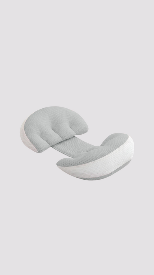 White neck pillow on a light gray background